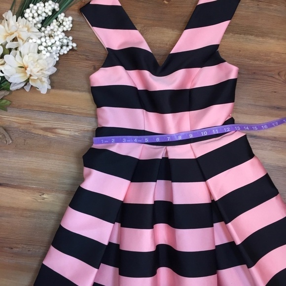 TOPSHOP Fit & Flare Dress Pink & Black Striped - Picture 11 of 12